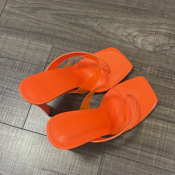 Orange square toe strappy heels never worn out size 7.5 - Picture 4 of 5